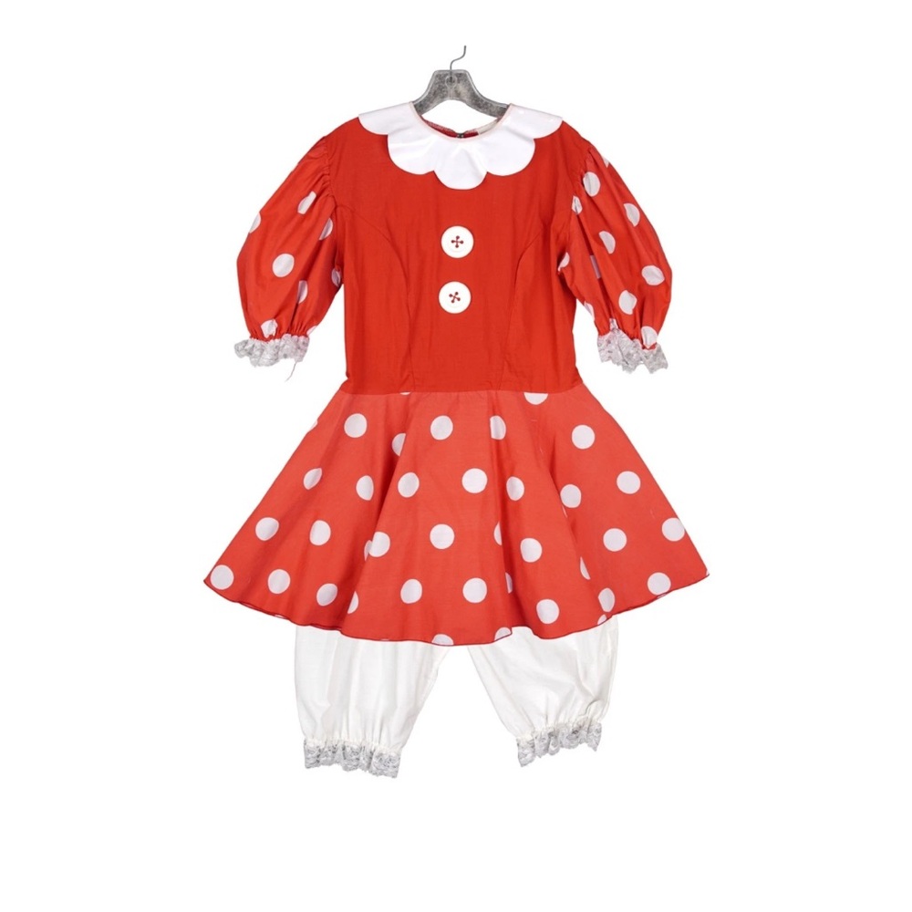 Vintage Disney Wear Minnie Mouse Costume Dress 2 piece Adult 13-15 Red White USA